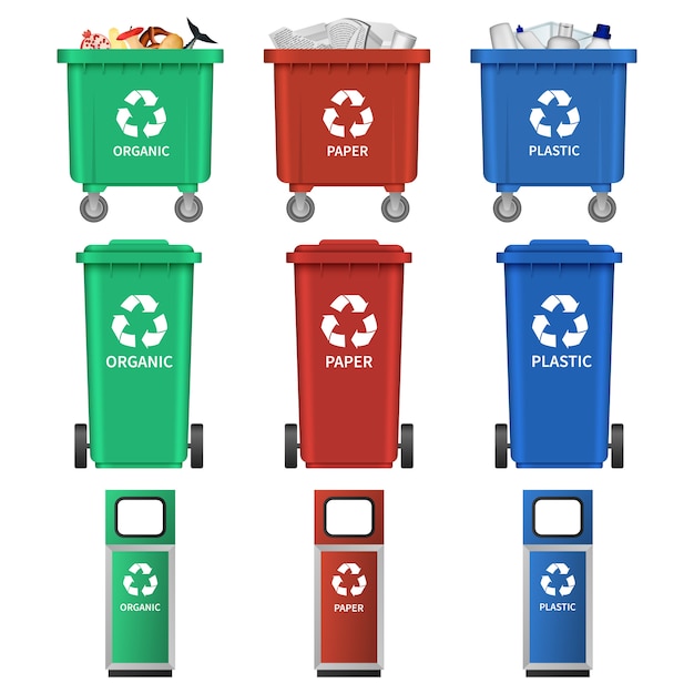 Separation recycle bin icons set