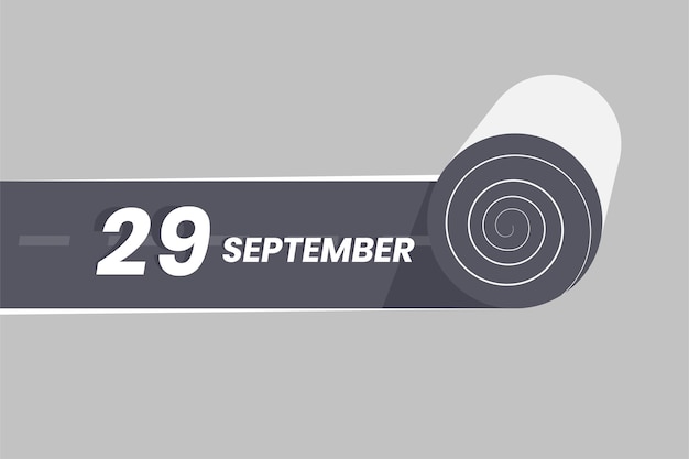 September 29 calendar icon rolling inside the road 29 September Date Month icon vector illustrator