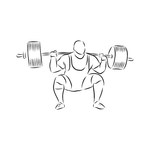 Sequence of a weightlifter doing a deadlift exercise. Hand drawn vector illustration.