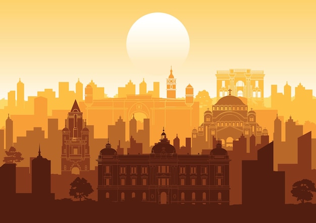 Serbia famous landmarks silhouette style,vector illustration