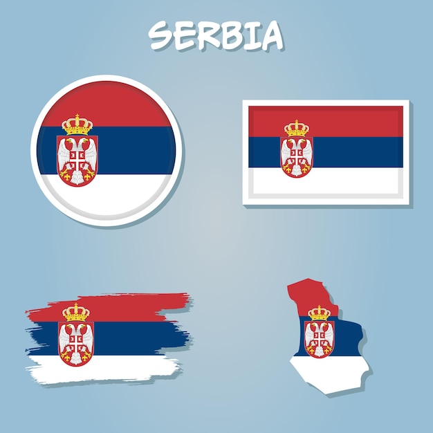 Serbia flag inside the Serbian map borders vector illustration