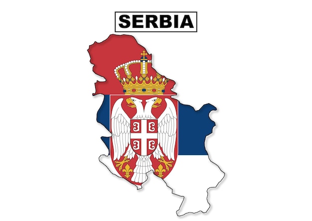 Serbia flag map in vector