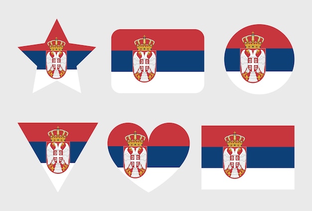 Vector serbia flag vector icons set of illustrations