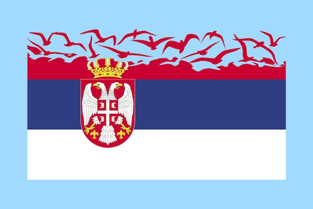 Serbia flag with freedom concept Serbia flag transforming into flying birds vector