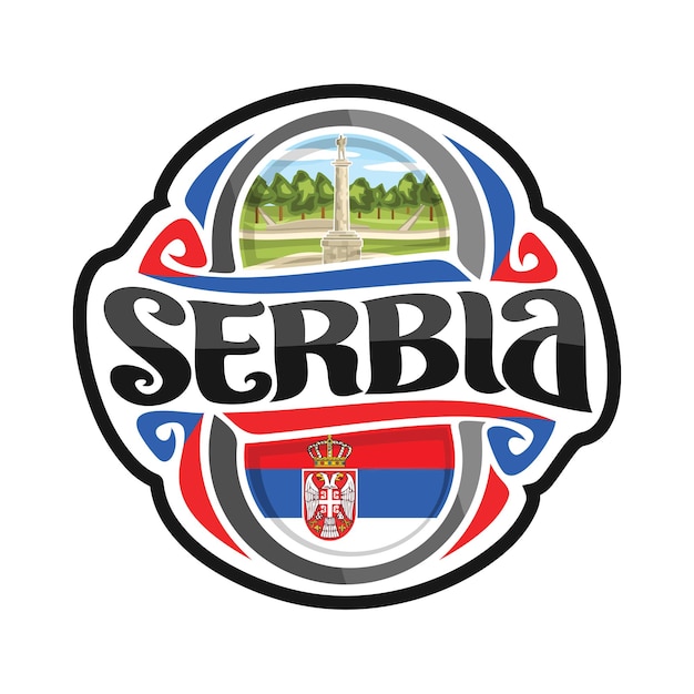 Serbia Sticker Flag Logo Badge Travel Souvenir Illustration