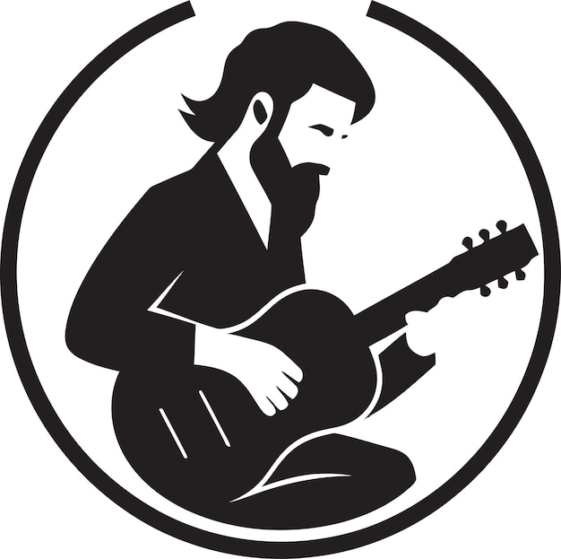 Serenade Serenity Guitar Player Logo Art Harmonic Horizon Musician Iconic Emblem