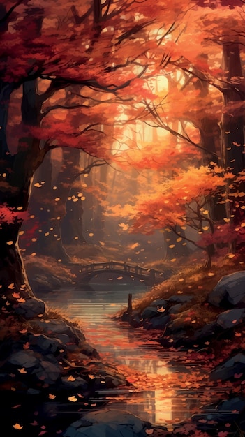 Serene autumn forest landscape