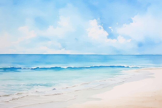 Vector serene beach watercolor painting