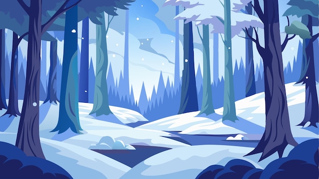 Vector a serene forest buried in white creating a fairytalelike atmosphere that seems straight out of a storybook