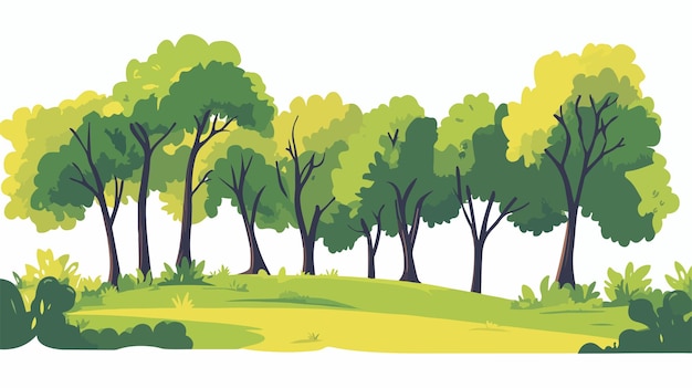 Vector serene forest landscape with lush green trees