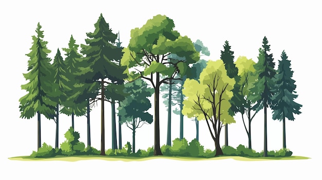 Vector serene forest trees on white background vector illustration