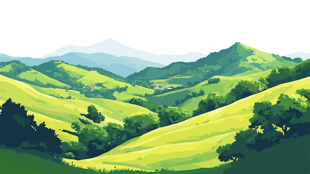 Vector serene green mountains landscape in riale natural beauty outdoors