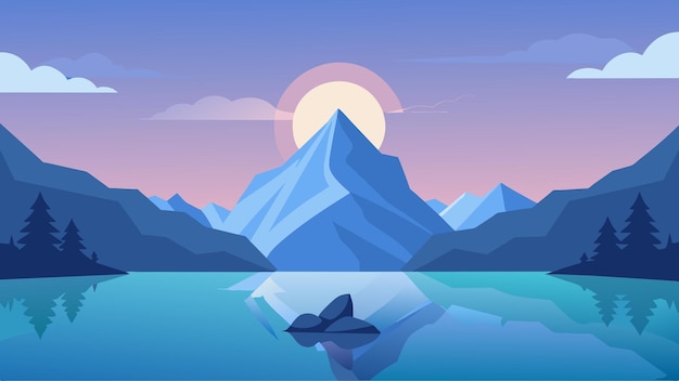 A serene lake at the base of a majestic mountain offering a calming backdrop for your virtual