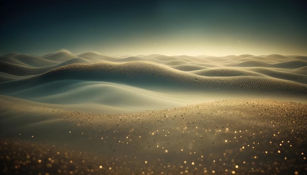 Vector a serene landscape of golden sand dunes with a soft glowing light evoking a sense of peace and tranquility