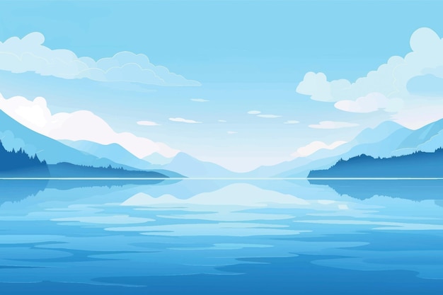 Vector serene mountain lake landscape illustration