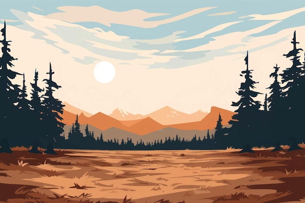 Serene mountain landscape illustration