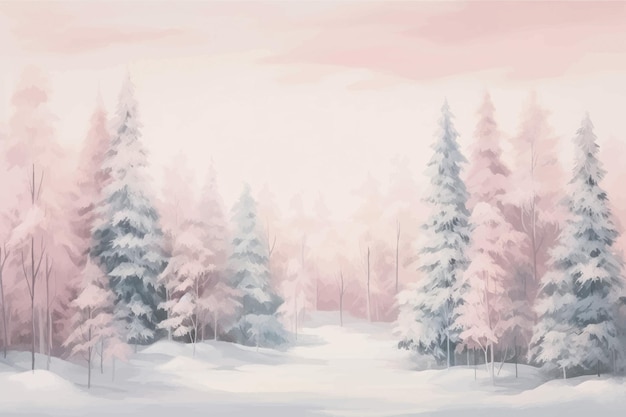 Serene pastel winter forest