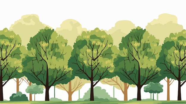 Vector serene seamless park trees background illustration