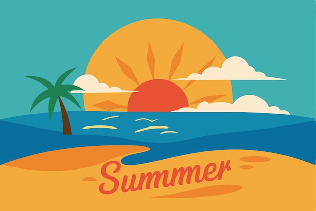 Vector serene summer season vector illustration