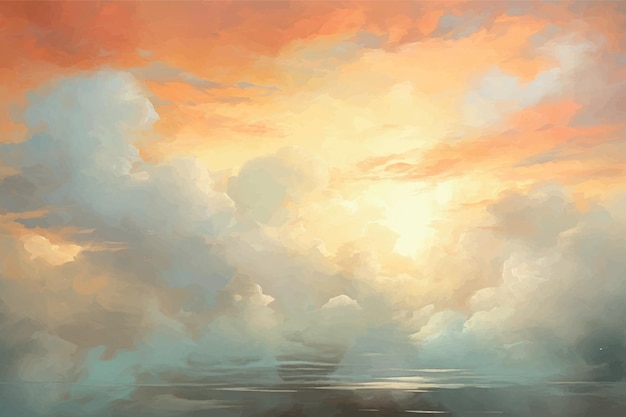 Vector serene sunset sky painting