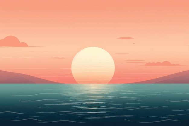 Serene sunset over tranquil ocean