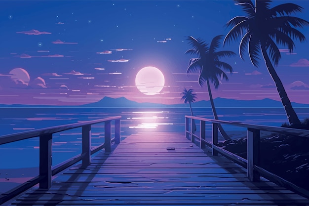 Serene tropical night landscape