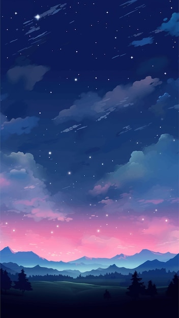 Vector serene twilight mountain landscape