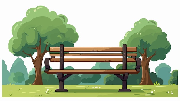 Serene View of Empty Wooden Bench in Lush Green Area