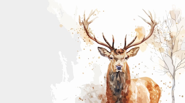 Serene Watercolor Deer with Antlers