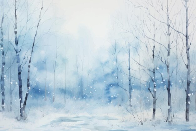 Vector serene winter forest landscape painting