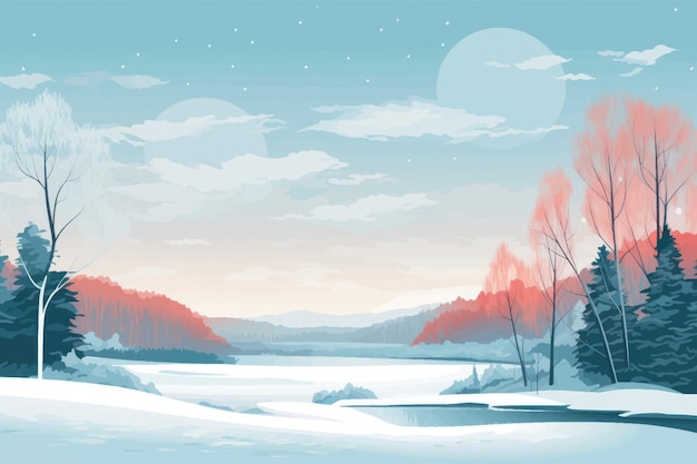 Serene winter landscape illustration