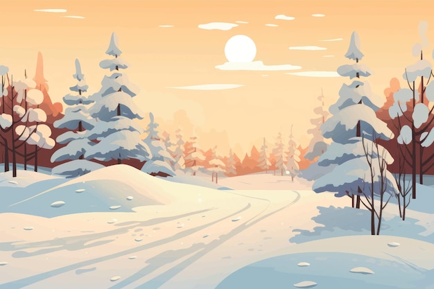 Serene winter landscape illustration