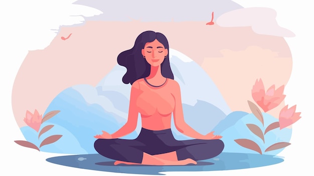 Serene Woman Meditating in Lotus Position