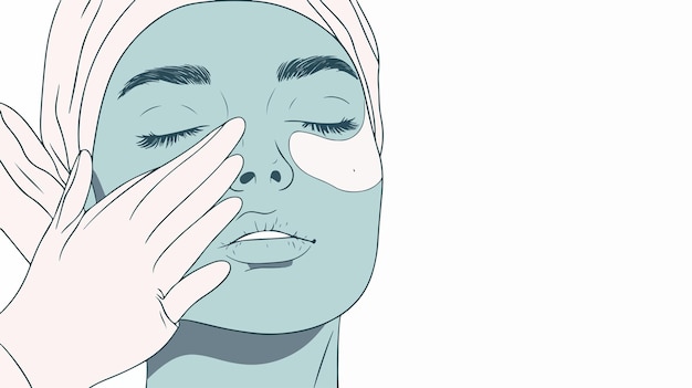 Vector serene woman receiving spa treatment with closed eyes