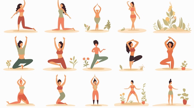 Serene Yoga Poses Flat Design Vector Art