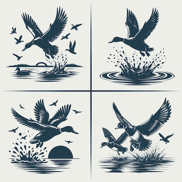 a series of birds flying in the air with a splash of water