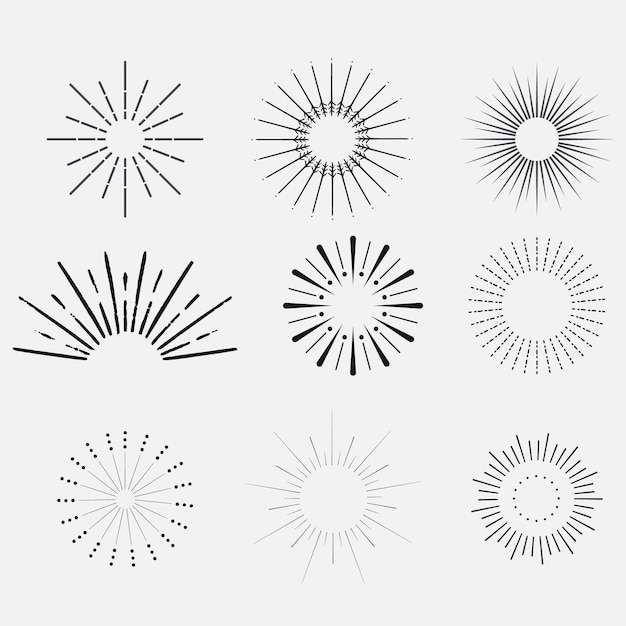 a series of black and white circles with the sun in the middle