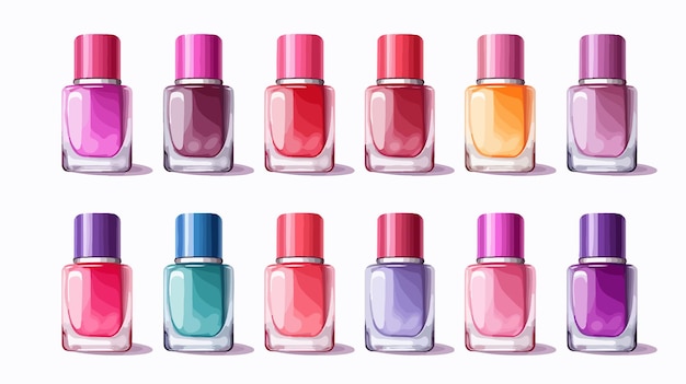 a series of bottles of nail polish with different colors