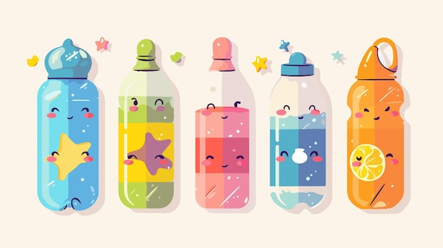 a series of bottles with different colors and shapes