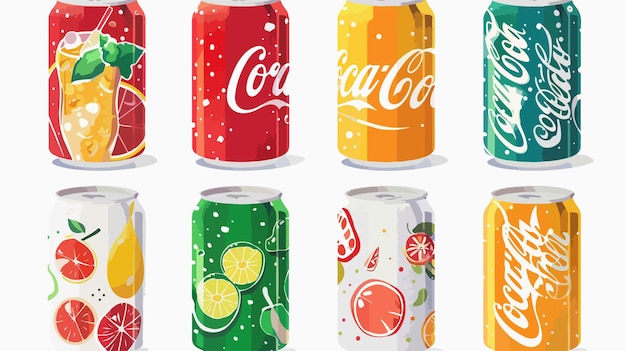 a series of cans of coca cola and sodas