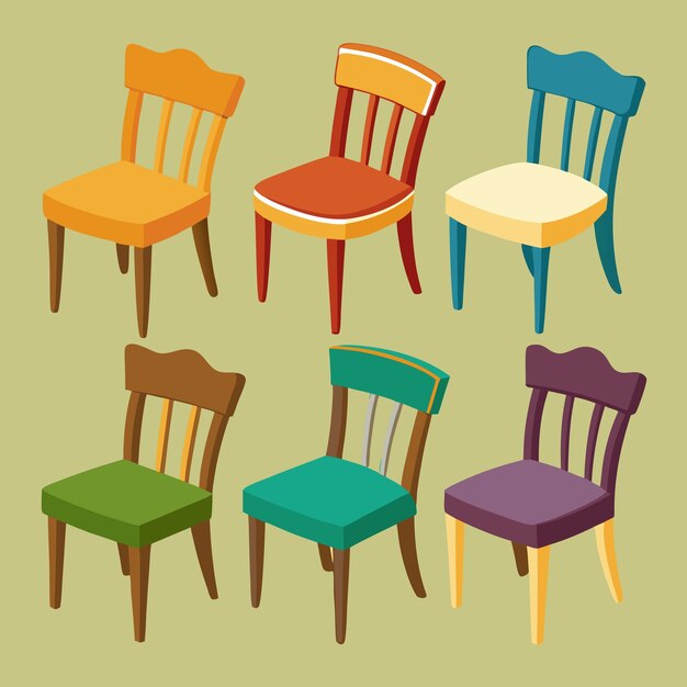 Vector a series of chairs different with different color