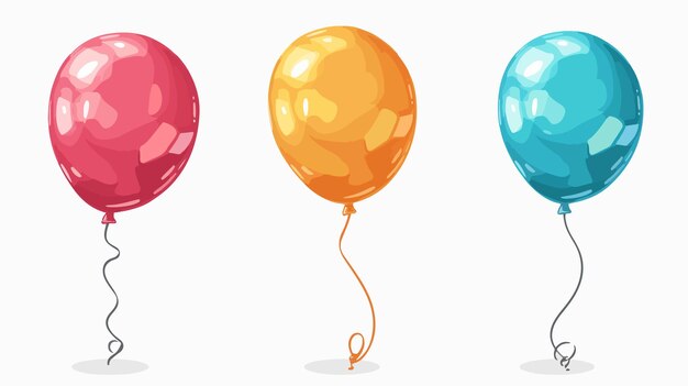 a series of colorful balloons with a string attached to them