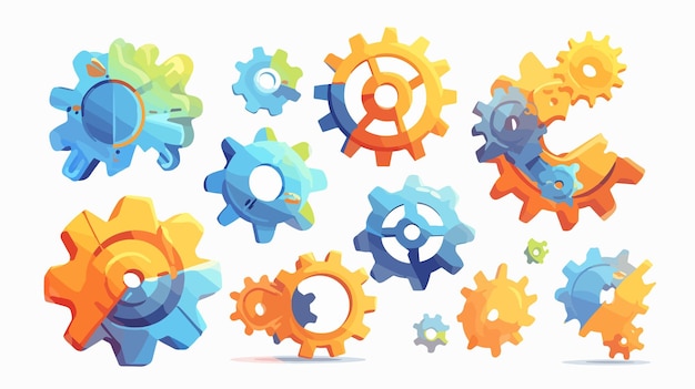 a series of colorful gears with the word gears on them