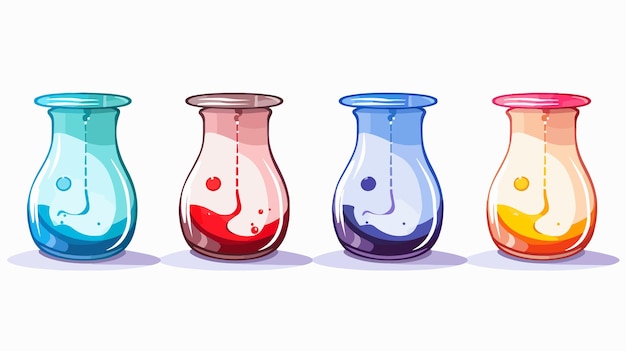 Vector a series of colorful glass bottles with red and blue colors