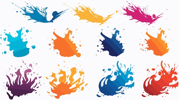 Vector a series of colorful splashes with the colors of the rainbow