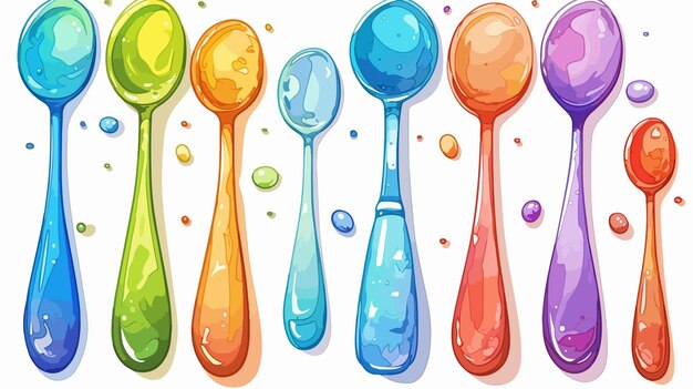 Vector a series of colorful spoons with different colors