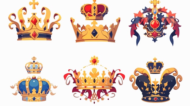 Vector a series of different crowns including one with the other with the other one showing the top one with the other one on the top