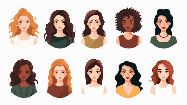 a series of different faces of women with different hair styles