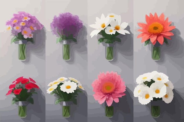 Vector a series of different flowers in a vase with one that says quot flowers quot