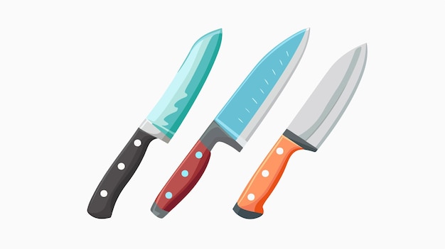 Vector a series of different knives with different colors and patterns